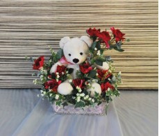 Bear With Flower Arrangement